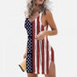 Knit American Flag Printed Eyelet Dress Swimsuit Cover Up