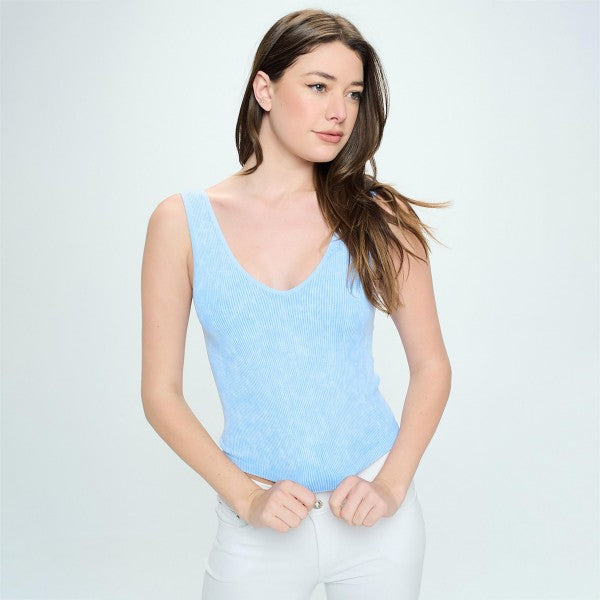 Women's Seamless Reversible Stonewashed Ribbed Tank