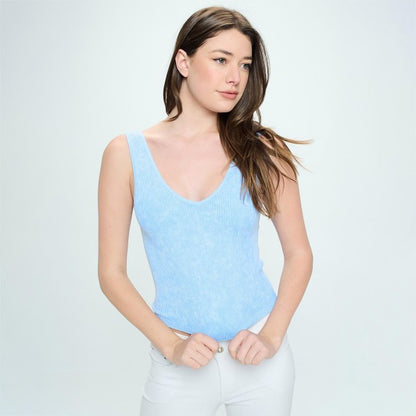 Women's Seamless Reversible Stonewashed Ribbed Tank