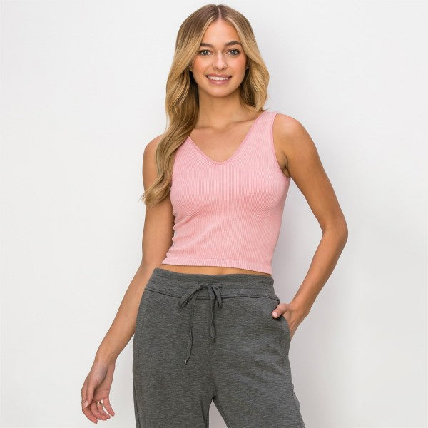 Women's Seamless Reversible Stonewashed Ribbed Tank