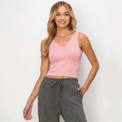 Women's Seamless Reversible Stonewashed Ribbed Tank