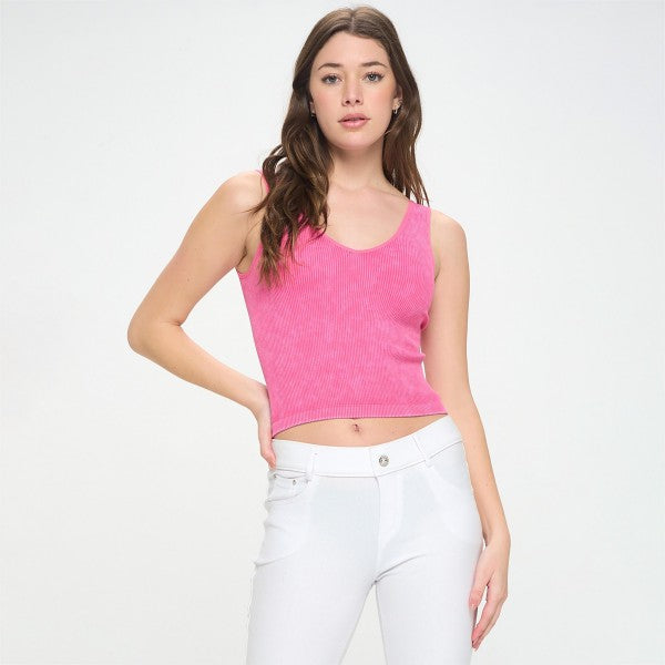 Women's Seamless Reversible Stonewashed Ribbed Tank
