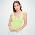 Green Women's Seamless Reversible Stonewashed Ribbed Tank