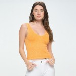 Orange Women's Seamless Reversible Stonewashed Ribbed Tank