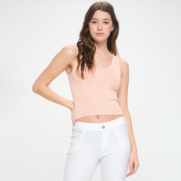 Women's Seamless Reversible Stonewashed Ribbed Tank