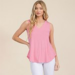 Pink Women's Ribbed Sleeveless Tank Top