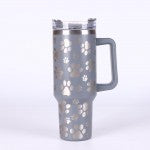 Paw Print 40oz Double Wall Stainless Steel Vacuum Tumbler With Handle