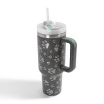 Paw Print 40oz Double Wall Stainless Steel Vacuum Tumbler With Handle