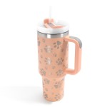 Paw Print 40oz Double Wall Stainless Steel Vacuum Tumbler With Handle