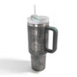 Charcoal Sunflower Print 40oz Double Wall Stainless Steel Vacuum Tumbler With Handle