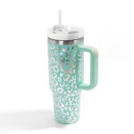 Green Holographic Leopard Print 40oz Stainless Steel Tumbler