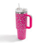 Laser Engraved Leopard Print 40oz Double Wall Stainless Steel Vacuum Tumbler With Handle