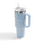 Laser Engraved Leopard Print 40oz Double Wall Stainless Steel Vacuum Tumbler With Handle
