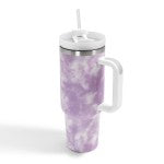 Tie-Dye Print 40oz Double Wall Stainless Steel Vacuum Tumbler With Handle