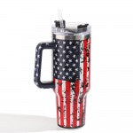 Distressed Americana 40oz Double Wall Stainless Steel Vacuum Tumbler With Handle