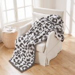 Grey Multi Super Soft Leopard Print Brushed Poly Microfiber Throw Blanket