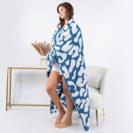 Blue Super Soft Leopard Print Brushed Poly Microfiber Throw Blanket