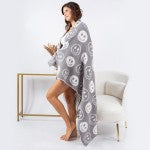 Grey Super Soft Happy Face Print Brushed Poly Microfiber Throw Blanket