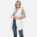 Fuzzy Plush Knit Vest With Hood