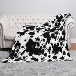 Super Soft Jacquard Comfy Luxe Cow Print Knit Blanket verify