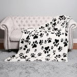 Super Soft Jacquard Comfy Luxe Paw Print Knit Blanket