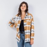 Brushed Flannel Plaid Shacket With Two Front Pockets