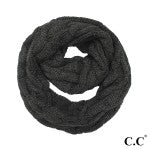 C.C SF-800 MET Cable Knit Infinity Scarf With Metallic Thread