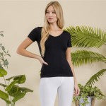 Women's Seamless Reversible V-Neck Short Sleeve Top