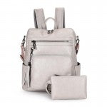 Vegan Leather Convertible Backpack With Matching Pouch