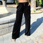 Velvet Ribbed Pocket Wide Leg Pants