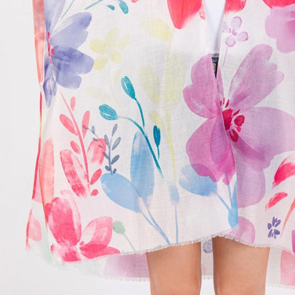 Watercolor Flower Print Kimono