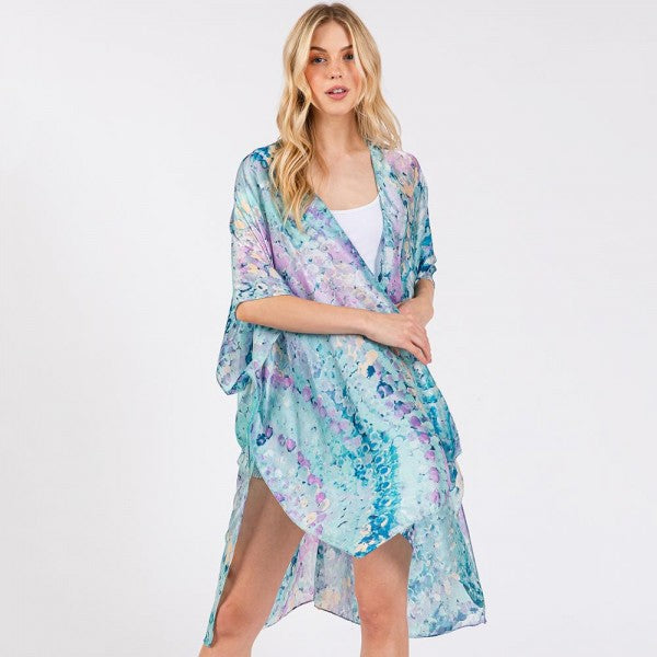Abstract Print Silky Kimono