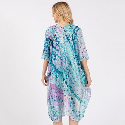 Abstract Print Silky Kimono