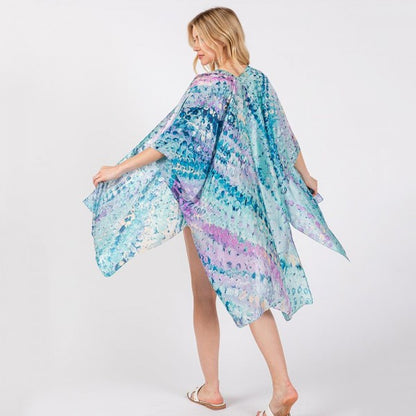 Abstract Print Silky Kimono