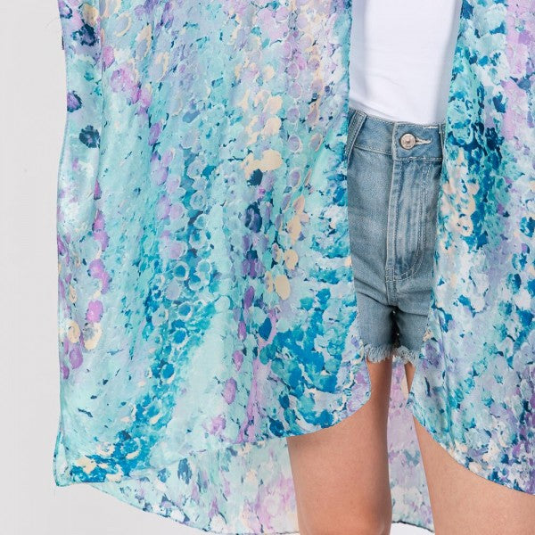 Abstract Print Silky Kimono