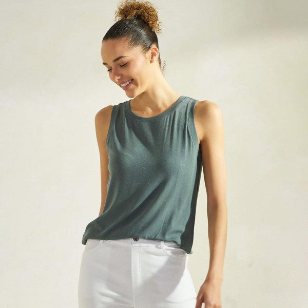 Women's Ribbed Crew Neck Tank Top