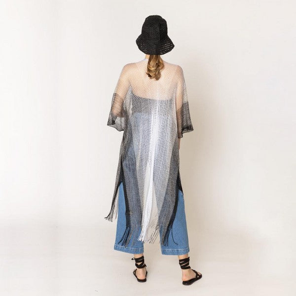 Do Everything In Love Two Tone Lurex Kimono With Fringe Detail