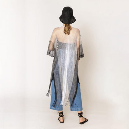 Do Everything In Love Two Tone Lurex Kimono With Fringe Detail