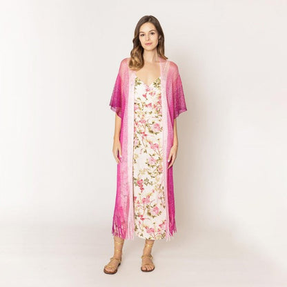 Do Everything In Love Two Tone Lurex Kimono With Fringe Detail