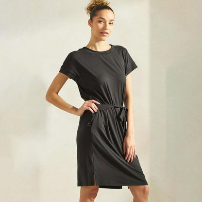 Black Peach Skin T-Shirt Dress
