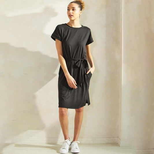 Black Peach Skin T-Shirt Dress