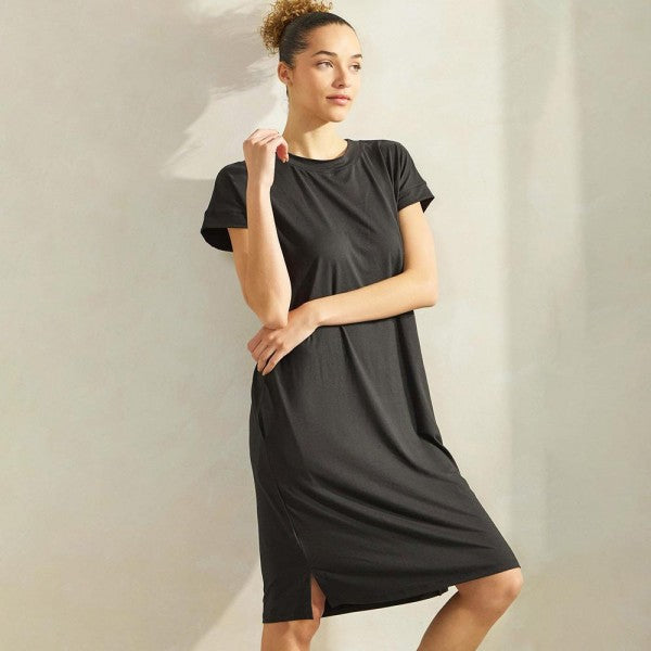 Black Peach Skin T-Shirt Dress