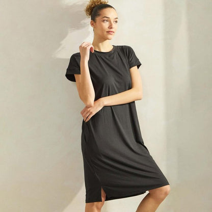Black Peach Skin T-Shirt Dress