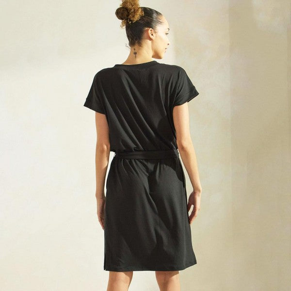 Black Peach Skin T-Shirt Dress