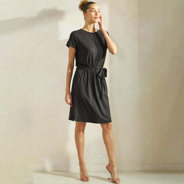 Black Peach Skin T-Shirt Dress