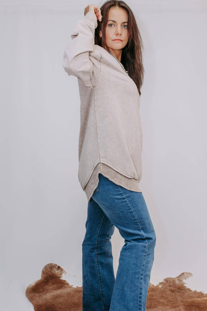 MK159 Acid Washed Sweatshirt - Light Brown