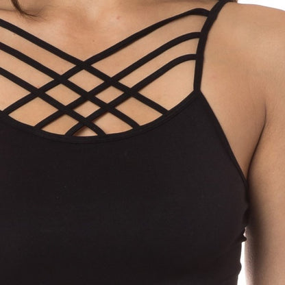 Women's Solid Color Seamless Triple Criss Cross Camisole