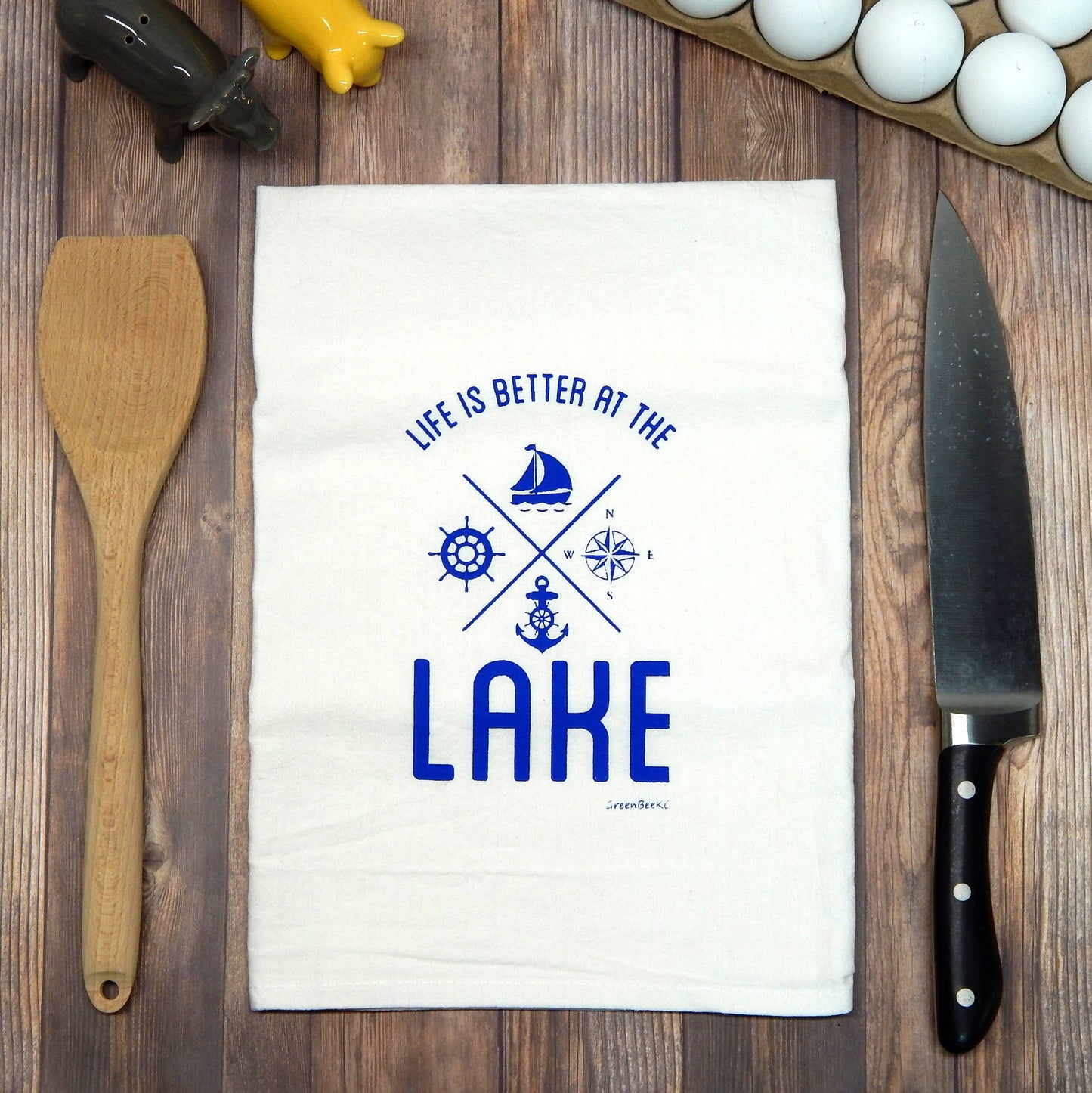 Life is Better at the Lake Flour Sack Kitchen Tea Towel