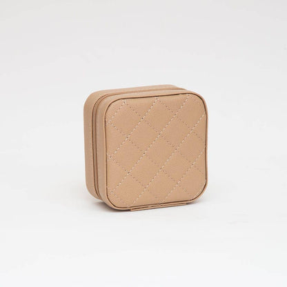 TG10707 Quilted Zip Around Square Jewelry Box