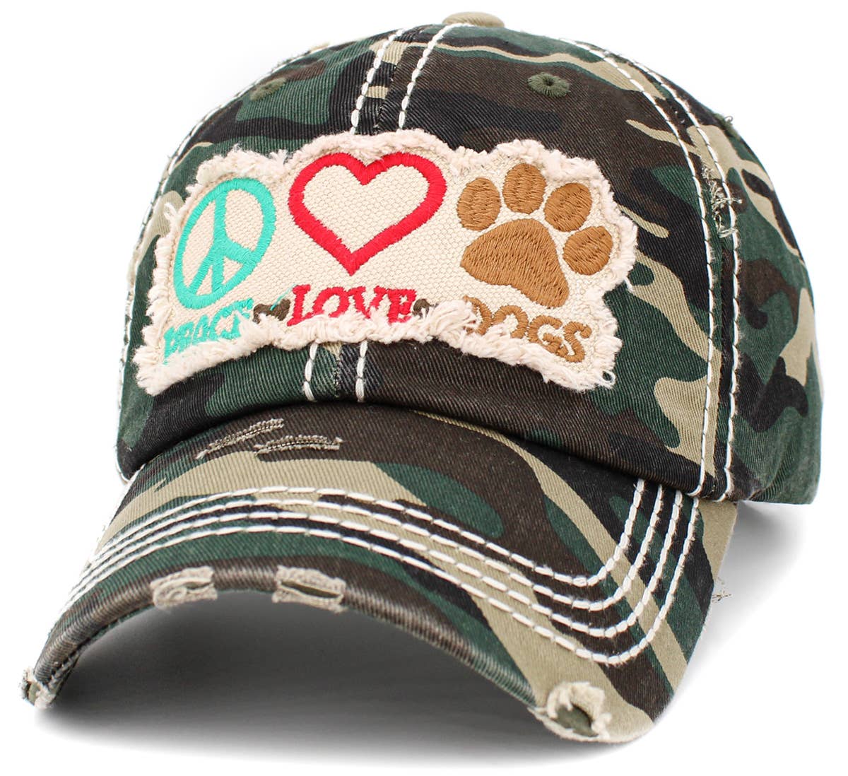 Peace Love Dogs Vintage Ballcap